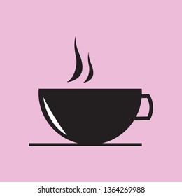 Coffee cup flat icon on pink background.Tea cup.Vector Illustration