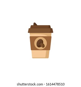 Coffee cup flat icon on white background