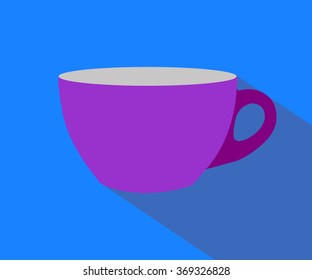 Coffee cup flat icon on blue background vector illustration