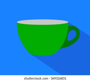 Coffee cup flat icon on blue background vector illustration