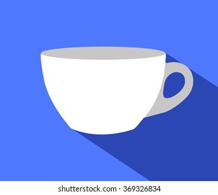Coffee cup flat icon on blue background vector illustration