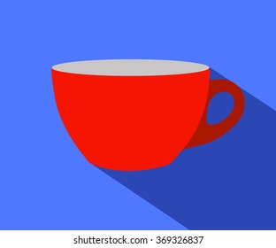 Coffee cup flat icon on blue background vector illustration