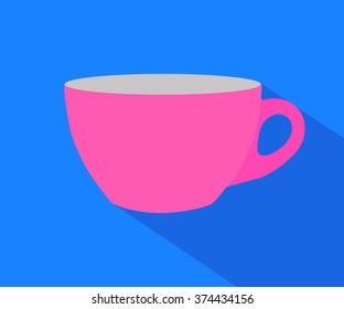 Coffee cup flat icon on blue background vector illustration