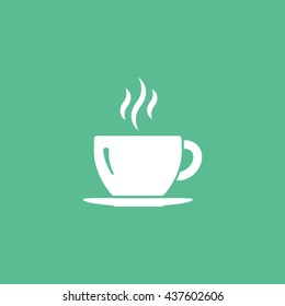 Coffee Cup Flat Icon On Green Background