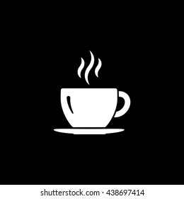 Coffee Cup Flat Icon On Black Background