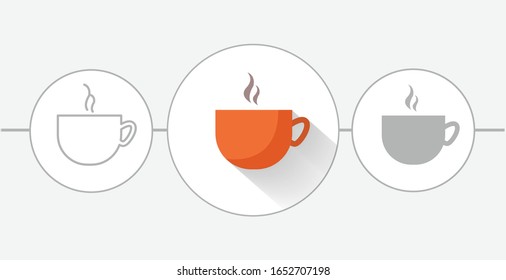 Coffee cup flat icon. solid and line icons