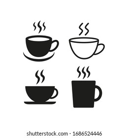 Coffee cup flat icons on white background.