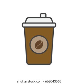 Coffee cup flat line icon. Takeaway coffee.