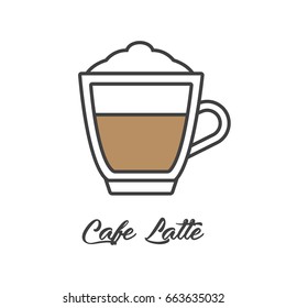 Coffee cup flat line icon. Coffee latte.