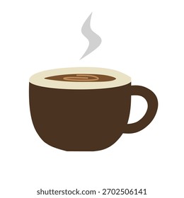 Coffee cup in flat minimal style for cafe and beverage themes. Perfect for menu graphics, branding icons, packaging, stickers, and digital illustrations.