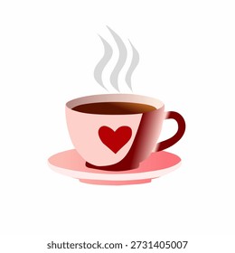 Xícara de café em estilo plano para a ilustração acolhedora do momento romântico. Ótimo para temas de amor, cafés, visuais de Valentim.