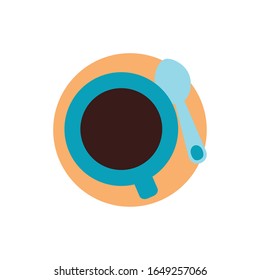 Coffee cup flat style icon design of time drink breakfast beverage morning store aroma and caffeine theme Vector illustration