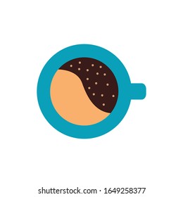 Coffee cup flat style icon design of time drink breakfast beverage morning store aroma and caffeine theme Vector illustration