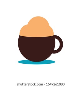 Coffee cup flat style icon design of time drink breakfast beverage morning store aroma and caffeine theme Vector illustration