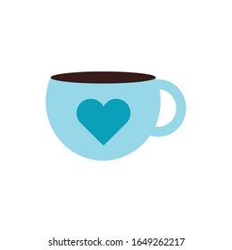 Coffee cup flat style icon design of time drink breakfast beverage morning store aroma and caffeine theme Vector illustration
