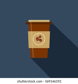 Coffee cup in flat style.Coffee to go.Vector illustration in flat style.