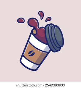 Coffee In Cup Floating Cartoon Vector Icon Illustration. Drink 
Food Icon Concept Isolated Premium Vector. Flat Cartoon 
Style 