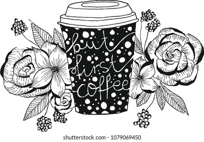 coffee cup flowers