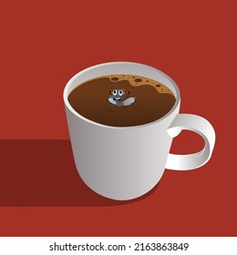 Café con mosca, taza de café