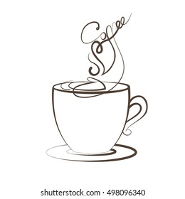 Coffee cup foam Logo design vector template.