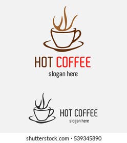 Coffee cup foam Logo design vector template. Hot drinks mug Logotype concept icon