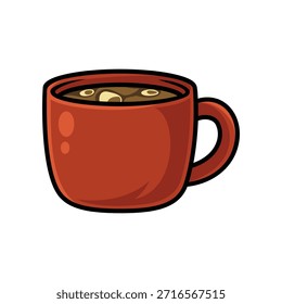 Una taza de café con espuma. La forma redondeada y los tonos cálidos lo hacen ideal para acogedores temas de invierno, iconos de bebidas o gráficos inspirados en cafés de vacaciones.