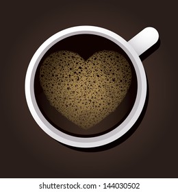 Coffee cup with foam shape on the coffee surface