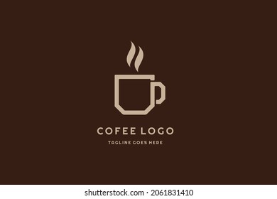 Kaffeetasse mit Nebel-Logo-Design, verwendbares Logo-Design für die Kaffeemarke, Café, Restaurant,