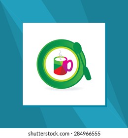 coffee cup with with food plate vector illustration 