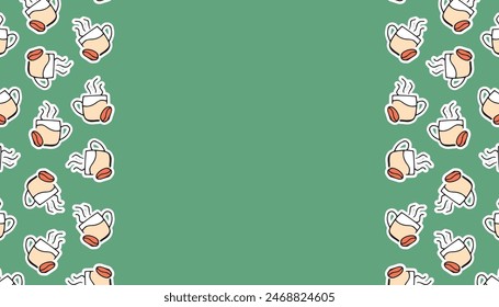 coffee. a cup of coffee. a fragrant drink. pattern. the poster. frame. vector. retro palette. on a colored background. place for the inscription. hand-drawn.