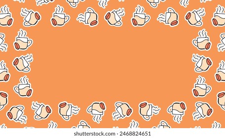 coffee. a cup of coffee. a fragrant drink. pattern. the poster. frame. vector. retro palette. on a colored background. place for the inscription. hand-drawn.
