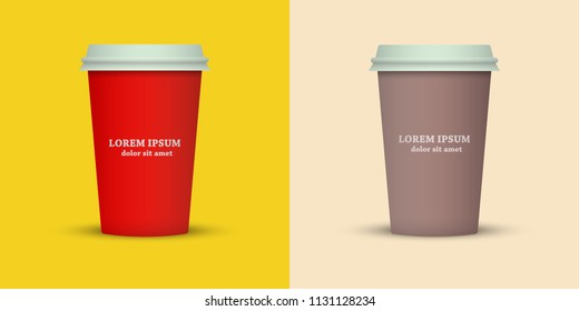 Coffee cup in fresh colors style.