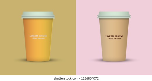 Coffee cup in fresh colors style.