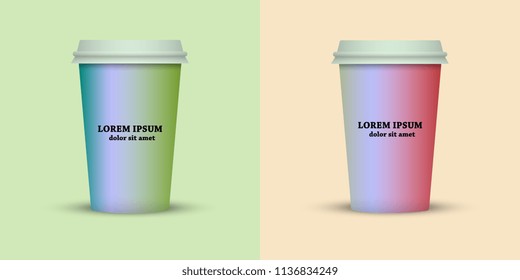 Coffee cup in fresh colors style.