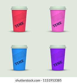 Coffee cup in fresh colors style.