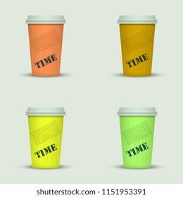 Coffee cup in fresh colors style.