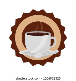 coffee cup fresh hot with spoon and dish