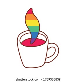 coffee cup gay flag line and fill style icon vector illustration design