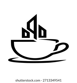Coffee cup with geometric shapes