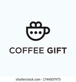 coffee cup with gift logo design vector illustration