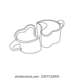 coffee cup girl continuous drawing single line art