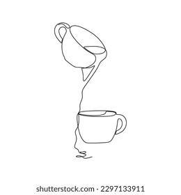 coffee cup girl continuous drawing single line art