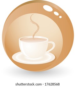 Coffee cup in glass ball