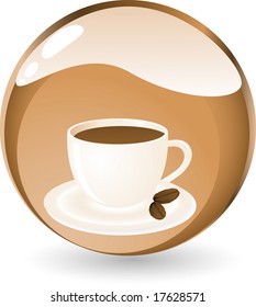 Coffee cup in glass ball