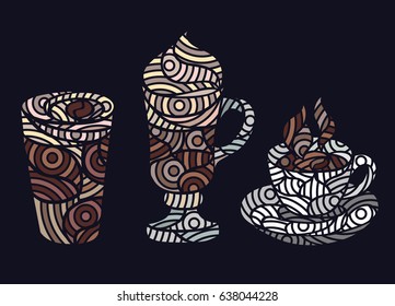 Coffee in the Cup. Coffee in a glass. Illustration of coffee for menu, posters and design.