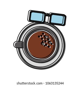 coffee cup and glasses isolated icon