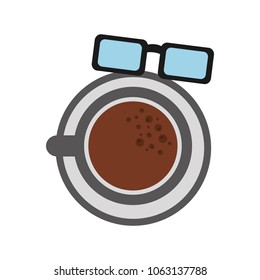 coffee cup and glasses isolated icon