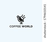 coffee cup with globe logo design vector illustration on white background