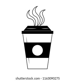 Coffee cup to go in black and white