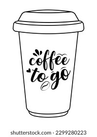 Coffee cup. Coffee to go. Black and white logo for a coffee shop.